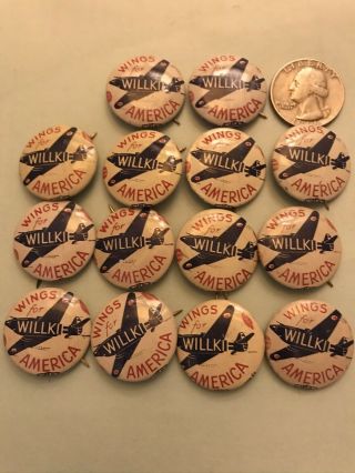 14 Wings For Wendell Willkie 1940 Presidential Campaign Pins Buttons Fdr