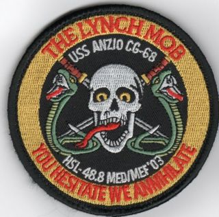 3.  5 " Usn Navy Hsl - 48 Lynch Mob Color Uss Anzio Cg - 68 Embroidered Jacket Patch