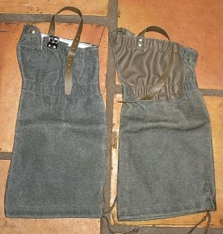 Vintage Buttiker Swiss Army Military Canvas & Leather Leg Gaiters Size 76