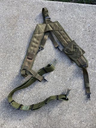 Us Military Alice Y Suspenders Load Bearing Harness Od With Duty Belt Med Pouch