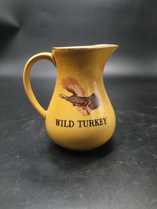 Vintage Wild Turkey Pub Jug Water Pitcher Gold Rim England