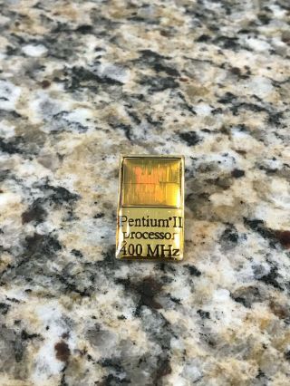 Vintage Intel Pentium Ii Processor 400 Mhz All Metal Gold Lapel Pin With Die