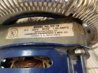 VTG Lakewood HV - 18 Floor Fan,  Parts Only Blue Metal Blades,  not 3
