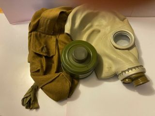 Soviet Ussr Russian Military Gas Mask Grey Rubber Full Set Collectable