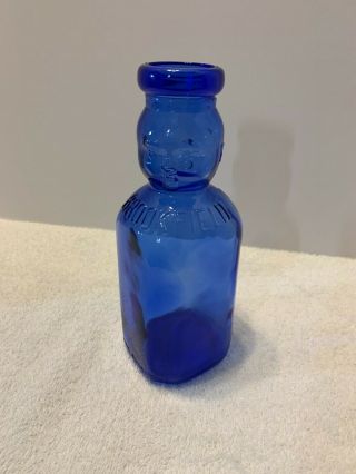 Brookfield Baby Top Double Face Cobalt Blue Glass Dairy Milk Bottle 1 Quart