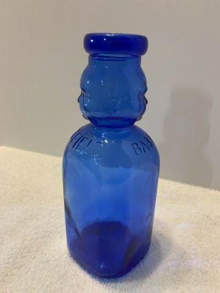 Brookfield Baby Top Double Face Cobalt Blue Glass Dairy Milk Bottle 1 Quart 2