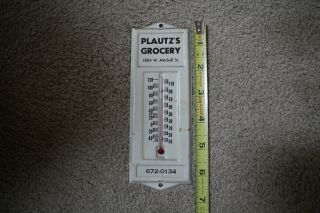Vintage Metal Advertising Thermometer Plautz 