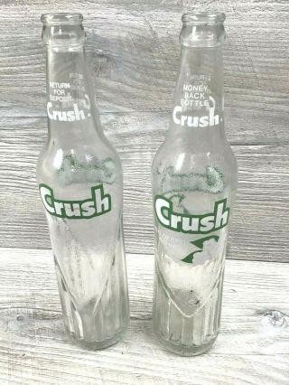 2 Vintage Orange Crush Soda Pop Empty Glass Bottles 16 Oz.  / Pint