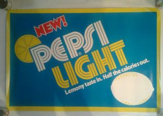 Vintage 1975 Pepsi Light Poster 35.  5 X 24 Nos