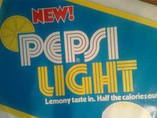 Vintage 1975 Pepsi Light Poster 35.  5 x 24 NOS 2