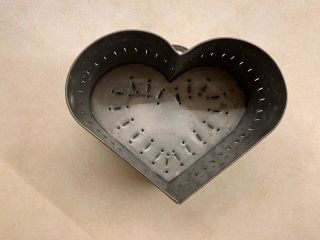 Penna.  Punched Tin Heart Shaped Cheese Mold Prob.  Lancaster Cty.  19th Century