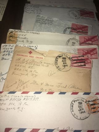 1945 - 45 Usaaf Pilot Wings Red Cross “casablanca” Letters Vmail Omar Lee Olson 2