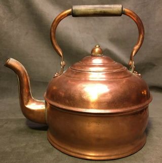 Antique Revere Large Copper Tea Kettle - Great Patina - Made In USA 2