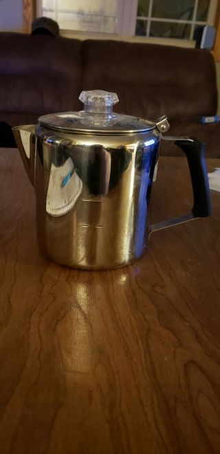Vintage Percolator 6 Cup Coffee Pot Stainless Steel