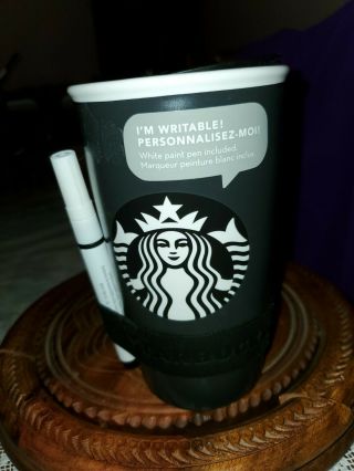 Black Starbucks Coffee Writable Ceramic Travel 12 Oz Tumbler