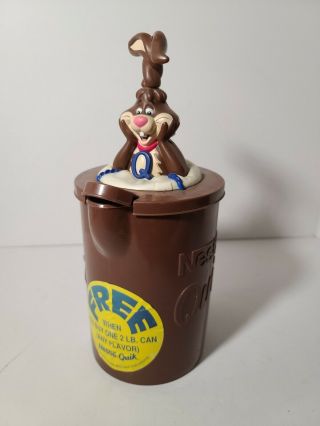 Vintage Nestle Quik Nesquik Bunny Brown Chocolate Milk Mixer Pitcher W/ Sticker