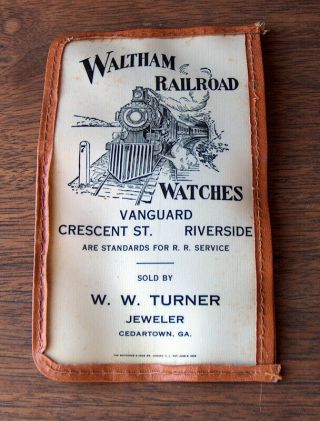 Vintage Whitehead Hoag Celluloid Advertising Card Holder Waltham Railroad Watch