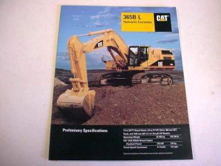 Caterpillar 365b L Hydraulic Excavator Color Brochure  B2