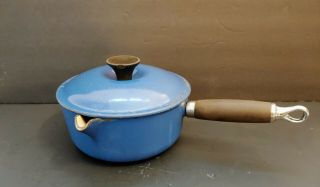 Vintage Le Creuset France Sauce Pot Pan,  Lid 18 W/ Wood Handle