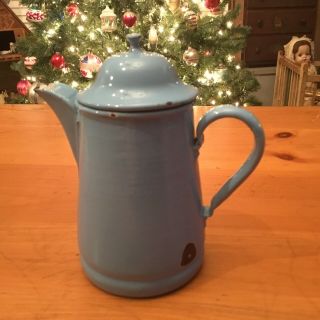 Antique Vintage Granite Ware Enamel Ware Small Blue Tea /coffee Pot