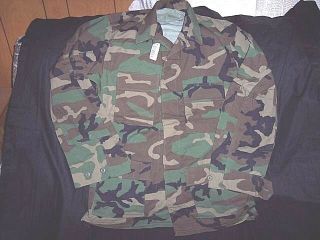 Military Issue Bdu Shirt Bdu Blouse Army Jacket Medium Long Woodland Camo Coat