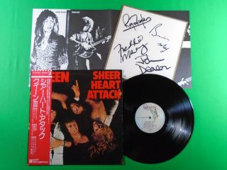 Queen - Sheer Heart Attack / Japan Press Vinyl Lp W/obi & Autographs? P10137e H3