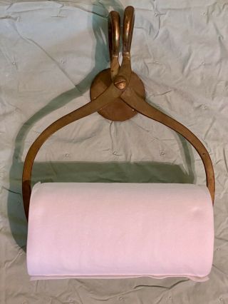 Vintage Brass Ice Tongs Paper Towel Holder Wall Mount Unique Unusual