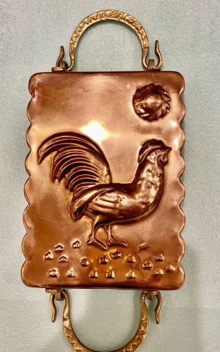 Vtg Copper Brass Tin Lined Cake Jello Mold Wall Hanging Farmhouse Decor Rooster