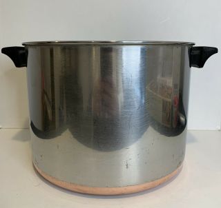 Vintage Revere Ware 1801 10 Qt Quart Stock Pot Copper Bottom With No Lid Usa