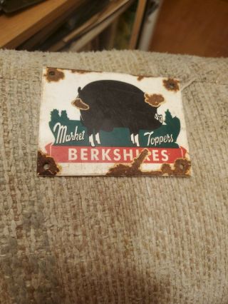 Vintage Berkshire Pigs Metal Advertising Sign