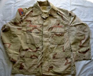 Us Army Camo Bdu Shirt Coat Desert Tan Camouflage Combat Large 8415 - 01 - 327 - 5313