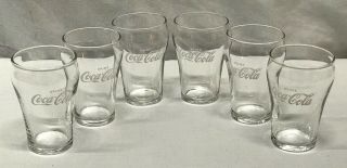 Vtg Set Of 6 Coca Cola Small Bell Shaped Juice Glasses Libbey Clear Mini 5 Oz.