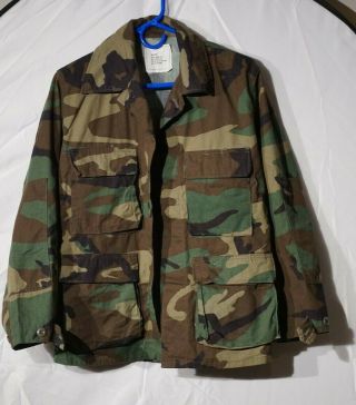 Us Military Army 1980s Woodland Camo Shirt Jacket 8415 - 01 - 084 - 1642 Small Short