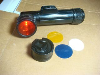 US Army Angle Head Flashlight Black TL - 122 With 4 Colored Lenses 2