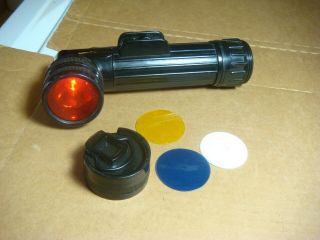 US Army Angle Head Flashlight Black TL - 122 With 4 Colored Lenses 3