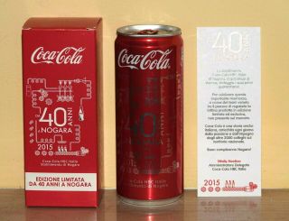 Very Rare Coca - Cola Can From Italy - 40 Years Nogara