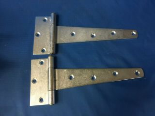 (2) 8 " Heavy Duty T Hinges Zinc - Plated For Fence Gate Barn Nsn:5340 - 00 - 240 - 2591