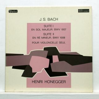 Henri Honegger - Js Bach Suites For Cello Solo Nos.  1 & 2 Valois Mb874 Lp Ex,