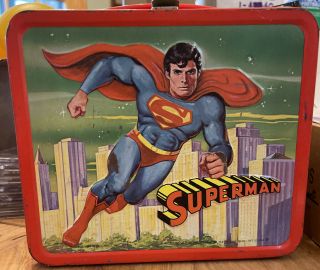 1978 Aladdin Dc Comics Superman Metal Lunch Box