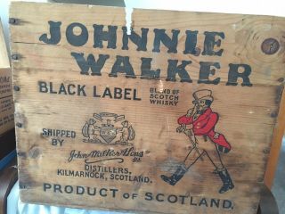 Vtg Johnnie Walker Scotch Whisky Crate Black Label Scotland