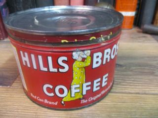 Hills Bros 1 Lb Coffee Can Red Can Brand Store Tin Mid 1900 