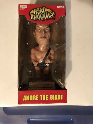 Andre The Giant Head Knockers Hand Painted Neca 9” Bobble Head Nib Wwf Wwe Rare