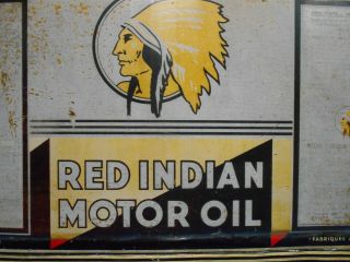 1930s RED INDIAN McCOLL FRONTENAC CANADA MOTOR OIL CAN SIGN,  PATINA, 2