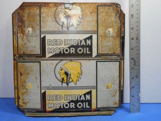 1930s RED INDIAN McCOLL FRONTENAC CANADA MOTOR OIL CAN SIGN,  PATINA, 3