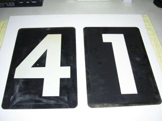 Vtg Plastic Number 4 And 1 Double - Sided Sign Gas Station Oil Transportation