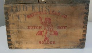 Vintage National Lead Co.  Dutch Boy Solder Wooden Box Willmar Minnesota