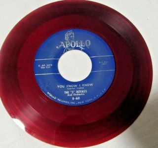 The 5 Royales - Courage To Love B/w You Know I Know - Apollo 441 - Red Vinyl - Doo Wop