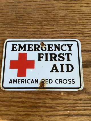 Vintage Emergency First Aid American Red Cross Porcelain Sign