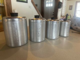 Vintage 1950’s Mid - Century Aluminum Canister Set Made In Italy By Metasco