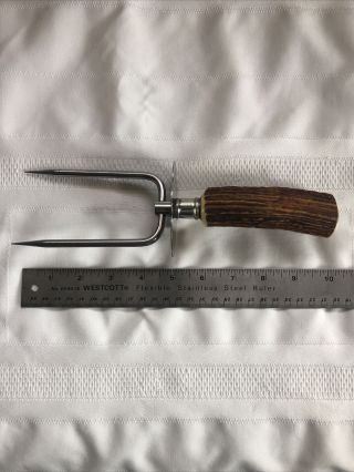 Vintage Meat/roast Carving Fork With Stag Handle